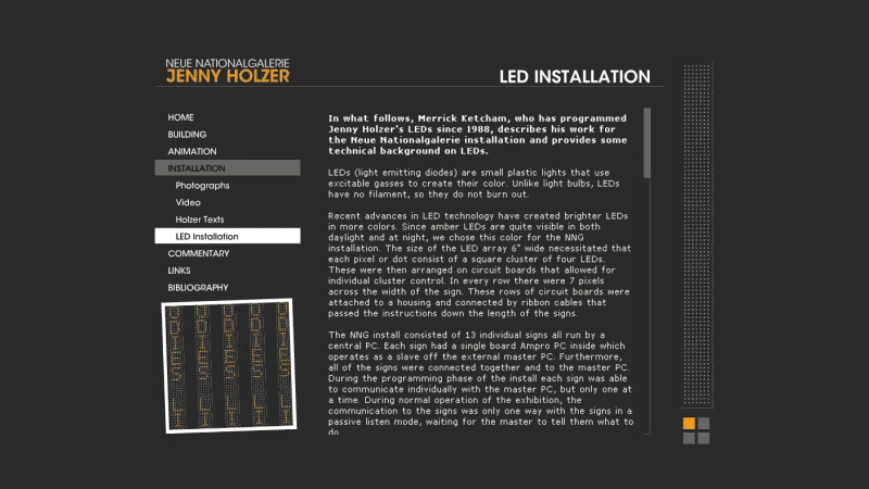 gallery image of Jenny Holzer at the Neue Nationalgalerie