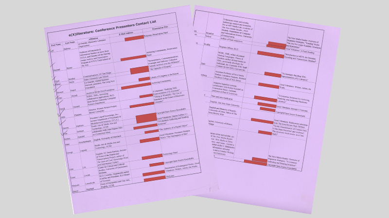 gallery image of e(x)literature Conference Presenters Contact List