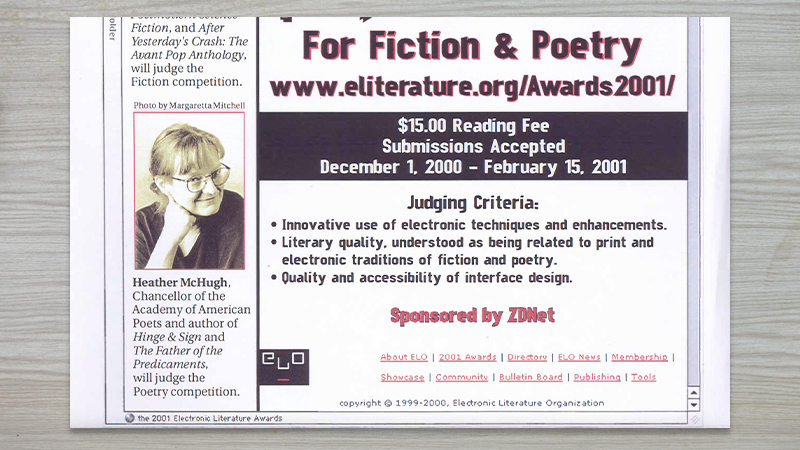 gallery image of 2001 Electronic Literature Awards Announcement