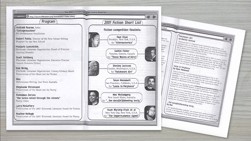 gallery image of 2001 Electronic Literature Awards Materials