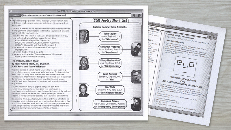 gallery image of 2001 Electronic Literature Awards Materials