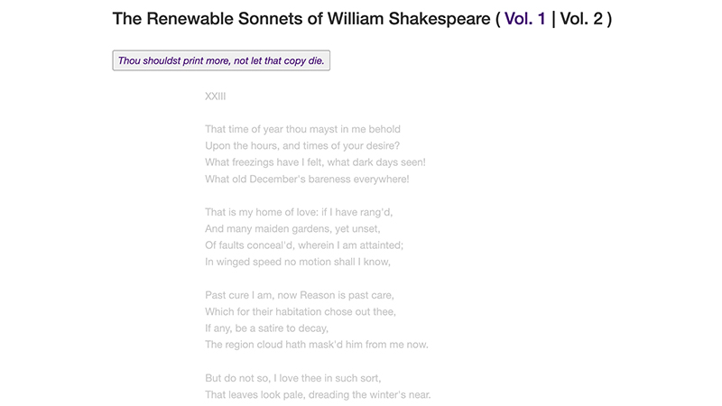 gallery image of The Renewable Sonnets of William Shakespeare (Volumes 1 & 2)