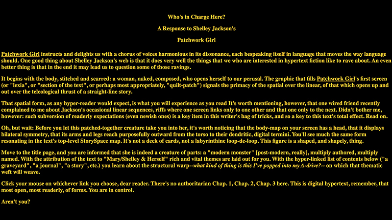 gallery image of Who's In Charge Here? A Response to Shelley Jackson's Patchwork Girl