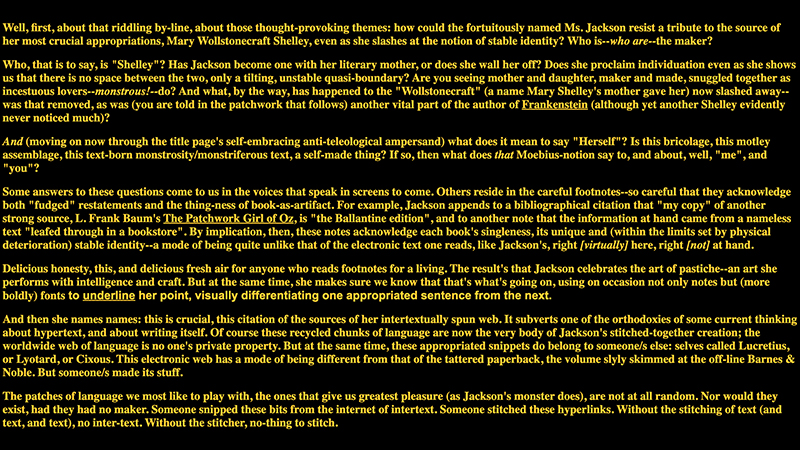 gallery image of Who's In Charge Here? A Response to Shelley Jackson's Patchwork Girl