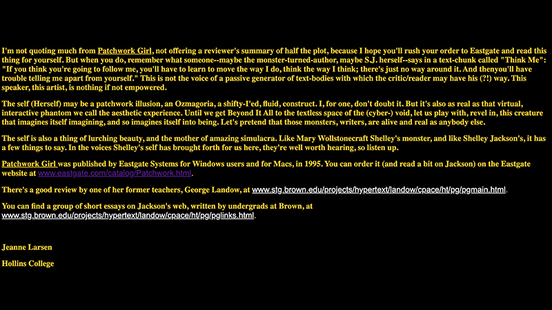 gallery image of Who's In Charge Here? A Response to Shelley Jackson's Patchwork Girl