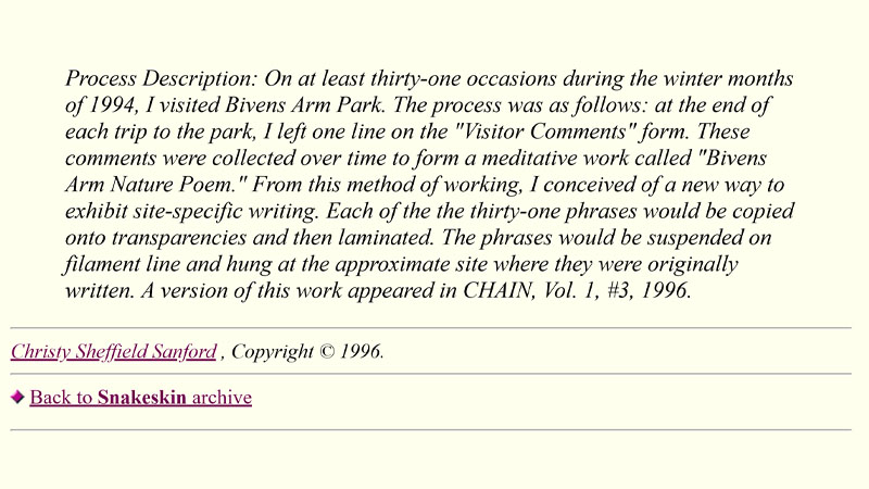 gallery image of Bivens Arm Nature Poem