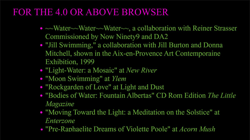 gallery image of Christy Sheffield Sanford Index: Web-Specific Art and Writing