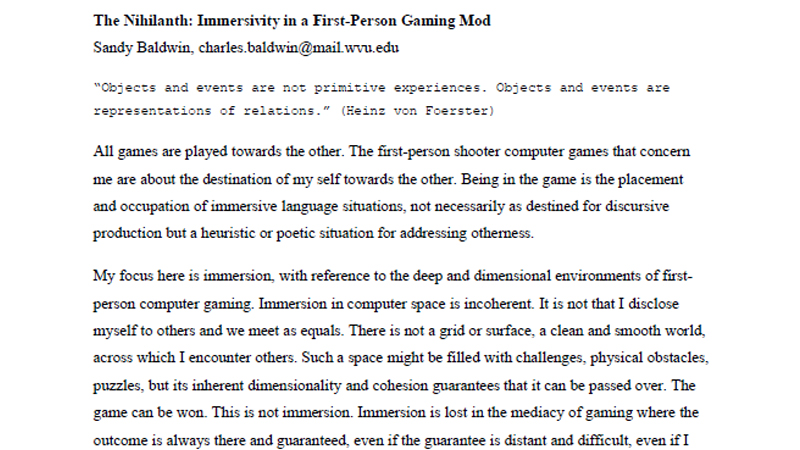 gallery image of The Nihilanth: Immersivity in a First-Person Gaming Mod