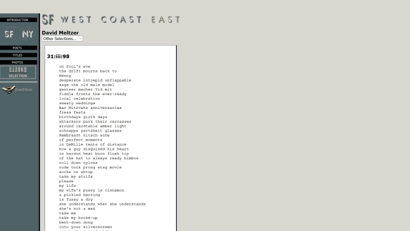 gallery image of NY/SF Poetry Collection: 31:iii:98