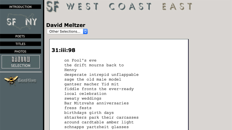 gallery image of NY/SF Poetry Collection: 31:iii:98