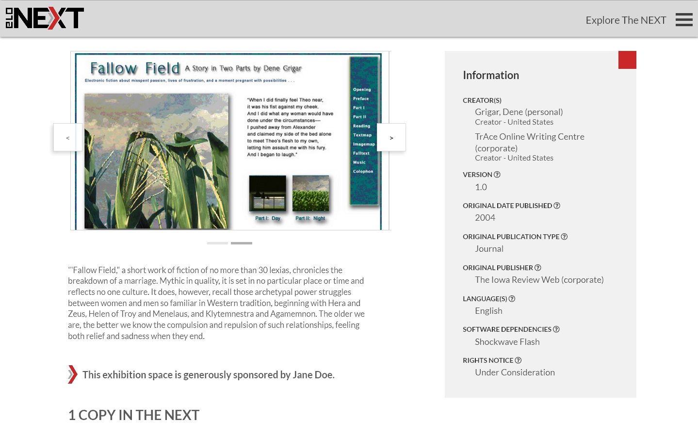 example of a sponsored exhibition space inside of the next